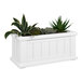 A white rectangular Mayne Cape Cod planter with several succulents and cacti.