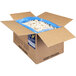 A box with a blue plastic bag of Barilla Pre-Cooked Frozen Rigatoni Pasta inside.