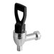 A stainless steel Choice metal spigot with a black handle.