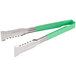 Vollrath 4790970 Jacob's Pride 9 1/2" Stainless Steel VersaGrip Tongs with Green Coated Kool Touch® Handle Main Thumbnail 1