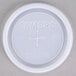 A Cambro translucent plastic lid with a white text.