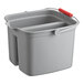 A Rubbermaid gray plastic bucket with two handles.