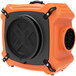An orange and black AlorAir industrial air scrubber with vents.