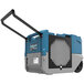 An AlorAir blue and grey commercial dehumidifier with a pump and wheels.