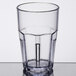 A clear plastic tumbler with a pebbled design.