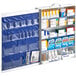 A white metal First Aid Only cabinet filled with supplies for 200 people.