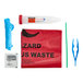 A First Aid Only Sharps Clean-Up Kit box with a red plastic bag, blue gloves, and a tube of liquid.