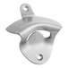 A silver stainless steel bottle opener with holes.