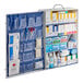 A First Aid Only 4-shelf first aid cabinet with a variety of first aid supplies.