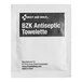A white First Aid Only packet of BZK antiseptic towelettes with black text.