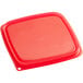 A red square Cambro polypropylene food storage container lid.