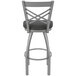 A Holland Bar Stool stainless steel outdoor counter stool with a black cushion and a metal frame.