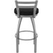 A Holland Bar Stool stainless steel outdoor restaurant counter stool with a black seat and backrest.