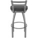 A black and silver Holland Bar Stool with a gray seat.