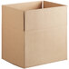 A close-up of a brown Lavex cardboard shipping box with a cut out top.