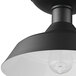 A Globe matte black ceiling light with a white glass shade.