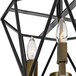 A Globe dark bronze and antique brass semi-flush mount light with two bulbs.