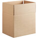 A Lavex kraft cardboard shipping box with the top open.