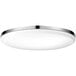 A close-up of a Globe Modern chrome ceiling light with a white finish and silver rim.
