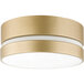 A Globe Glam soft gold flush mount light fixture with a frosted white glass shade.