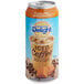 An International Delight Caramel Macchiato iced coffee can with a blue and orange label.