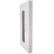 A white Strike First ELITE fire extinguisher cabinet with a full glass door and radius corners.