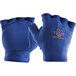 A pair of blue Impacto anti-impact half finger liner gloves.