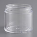 A 2 oz. clear plastic jar with lid.
