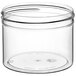 An 8 oz. clear plastic jar with a lid.