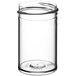 A clear regular wall polystyrene jar with a lid.