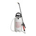 A white Chapin 2 gallon sprayer with a hose attached.