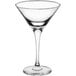 An Acopa Select clear martini glass with a stem.