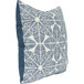A close up of a blue and white Astella Palmetto throw pillow with a geometric pattern.