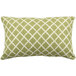 An Astella Lavalier Palm and Pesto throw pillow with a green and white geometric pattern.