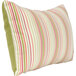 An Astella Donovan outdoor throw pillow with green, pink, and orange stripes on a white background.