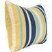 An Astella Captiva outdoor throw pillow with yellow and blue stripes on a white background.