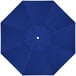 A blue umbrella with a white circle in the center.