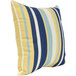 An Astella striped throw pillow with yellow, blue, and white stripes.