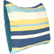 An Astella striped throw pillow with blue and yellow stripes on a white background.