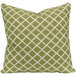An Astella Lavalier Palm and Pesto throw pillow with a white diamond pattern on a green background.