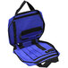 A royal blue Kemp USA intubation bag with black straps and zippers.