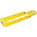 A yellow plastic Kemp USA scoop stretcher with metal handles and two holes.