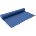A rolled up blue Kemp USA yoga mat.