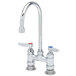 T&S B-0326 Deck Mounted Faucet with 13 1/2" Gooseneck Nozzle, 4" Adjustable Centers, 17.9 GPM Stream Regulator Outlet, Eterna Cartridges, and Lever Handles Main Thumbnail 1