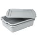 A white rectangular Vollrath flatware soak container with a lid.