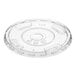 A clear New Roots compostable plastic lid with a circular hole.