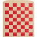A red square with a white checkered border.