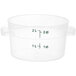 A clear plastic Carlisle food storage container with green measurements.