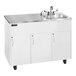 A white Ozark River Manufacturing portable sink with a stainless steel deep basin and faucet.
