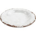 A white melamine bowl with a brown and rustic design.